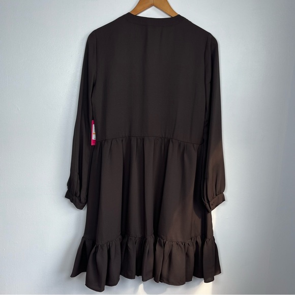 Vicente Camuto Sizes, S, M Chocolate Torte Ruched Flounce Dress - Picture 7 of 13